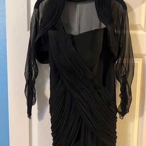A Exclusive by Arkady Black Strapless Ruffling Dress with Sheer Matching…